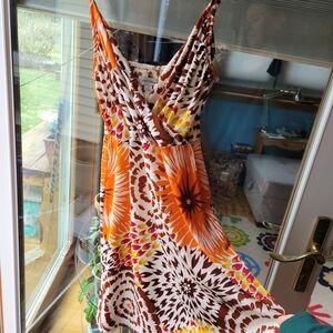 Merona Orange Floral V-Neck Summer Dress